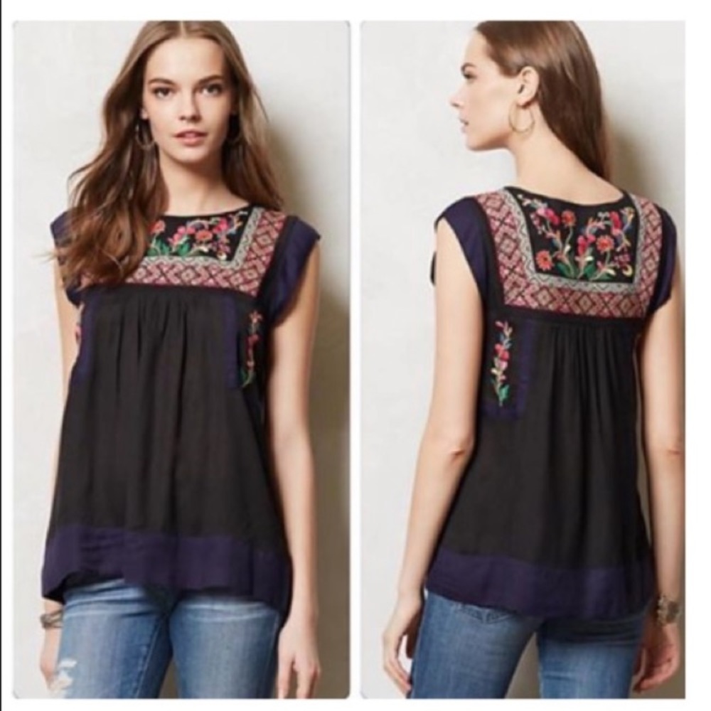 Anthropologie Floreat embroidered Sz 10 top